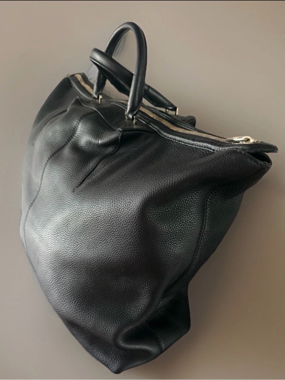 Alexander Wang Oversized Black Pebbled Leather Weekender Travel Tote Bag Minimal - Picture 4 of 11